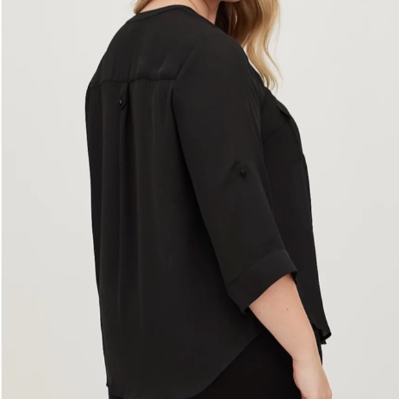 HARPER - BLACK GEORGETTE PULLOVER BLOUSE - Picture 2 of 3